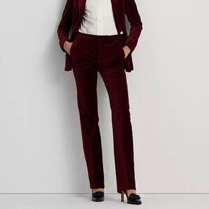 Lauren by Ralph Lauren Burgundy Velvet Women's Pants